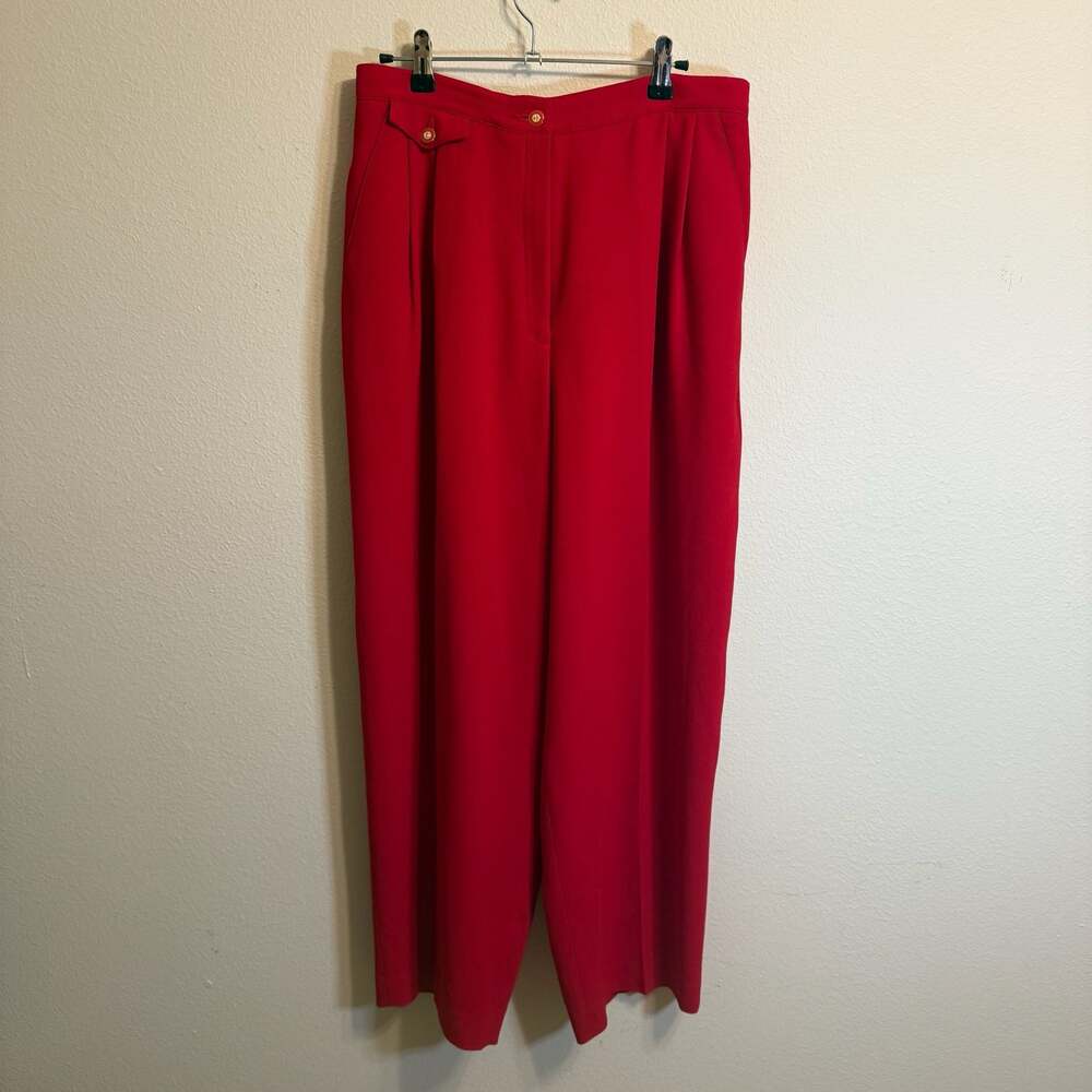 Vintage Liz Claiborne Petite Collection Red Pleated Trousers Size 14